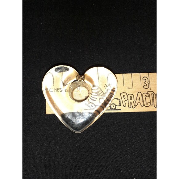 Pair Petite 2.5 inch Clear Glass Heart Candle Holder. Made In Taiwan - Picture 4 of 6